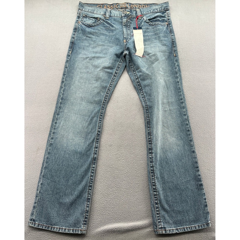 Pepe Jeans Men's 38x34 Blue Classic London Drummond Slim Straight Low Rise Denim